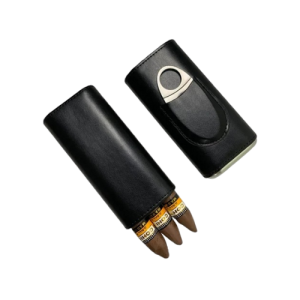 Étui à cigare en cuir noir 3 places