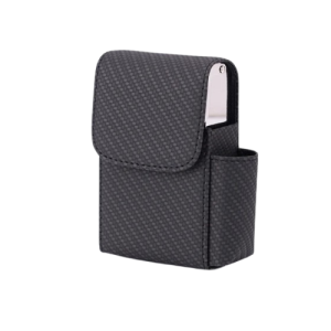 Étui à cigarette en cuir effet tressé noir compartiment briquet