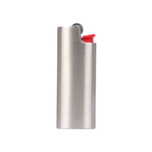 Étui à briquet en métal brossé argenté pour bic mini