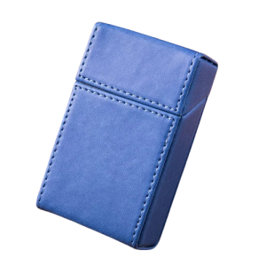 Étui à cigarette en cuir lisse bleu