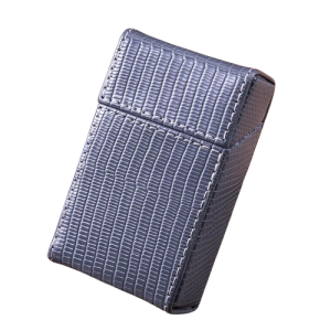 Étui à cigarette en cuir gris style peau de lézard